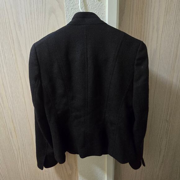 T Tahari Womens Wool Chain Snap Button Down Jacket Petite Black 4 Pocket Detail - Picture 4 of 7